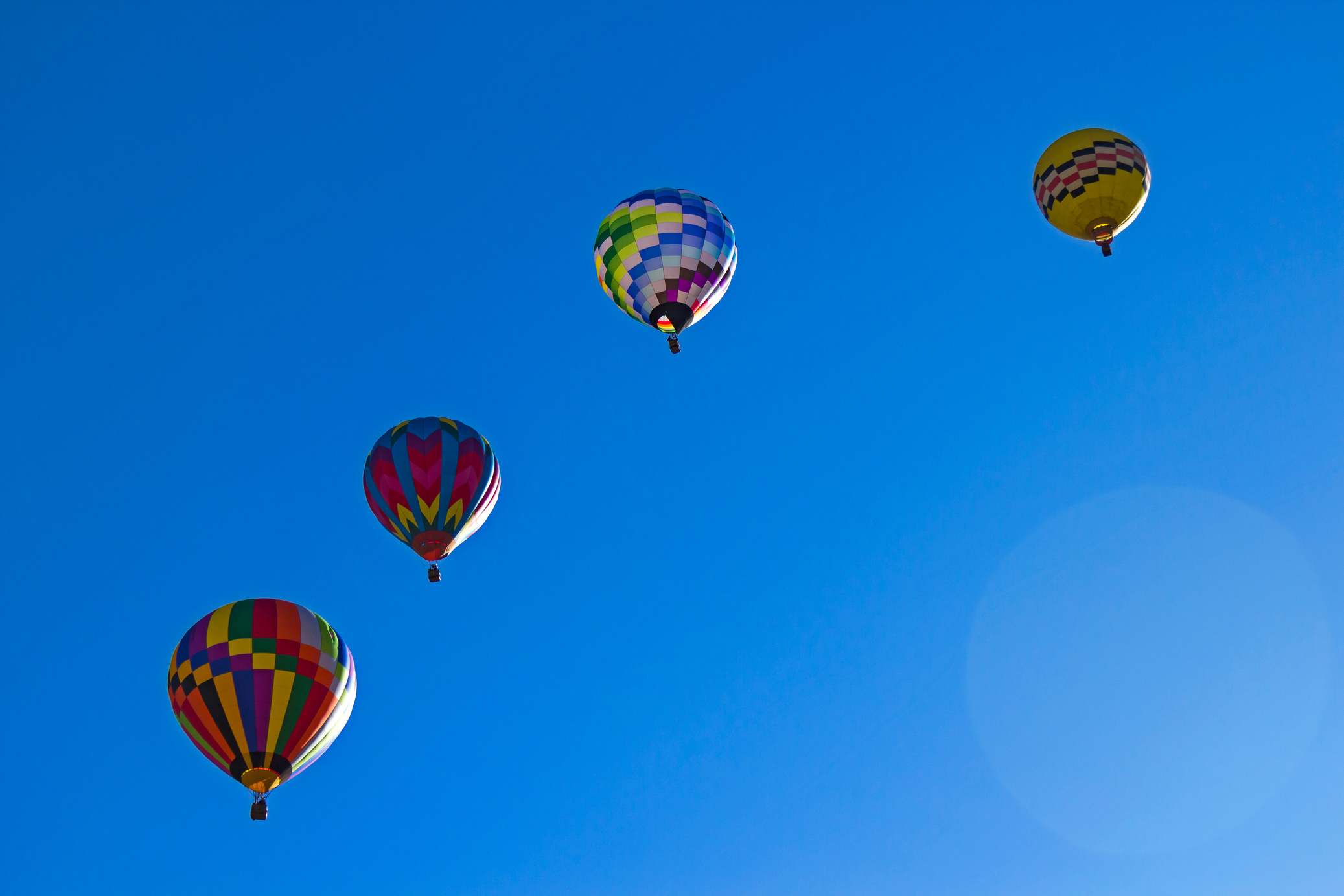 Four hot air balloons at Albuquerque International Balloon Fiesta, New Mexico